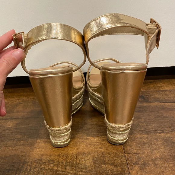 Gold Espadrille Wedges - Picture 4 of 5